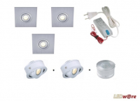 Lumoluce | LED inbouwset | 2 LEDs + Bewegingsmelder | Vierkant | Warm Wit